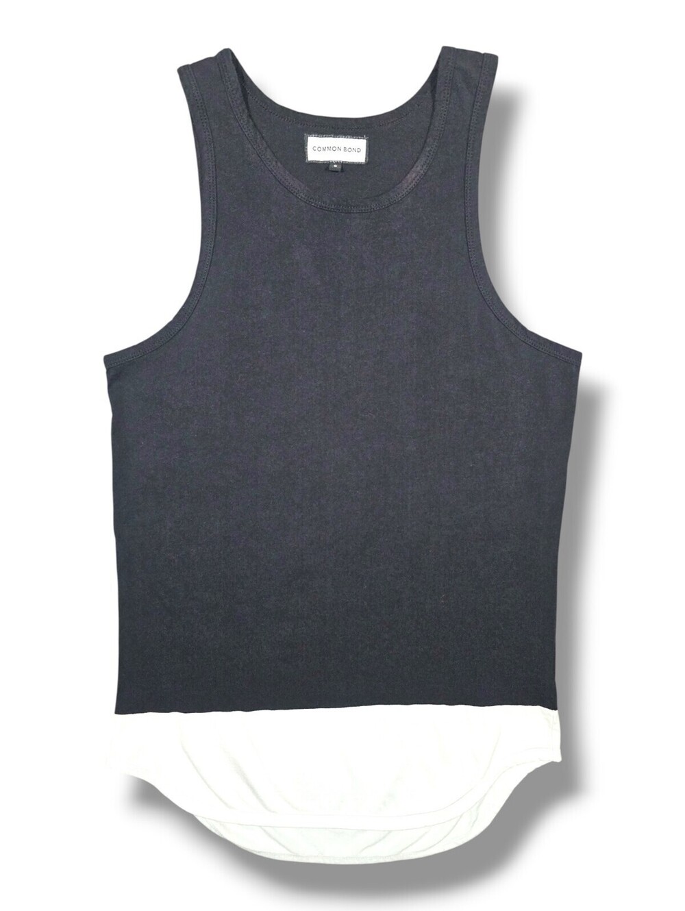 Black White Color Block Curved Hem Longline Tank Top Streetwear Basics Medium